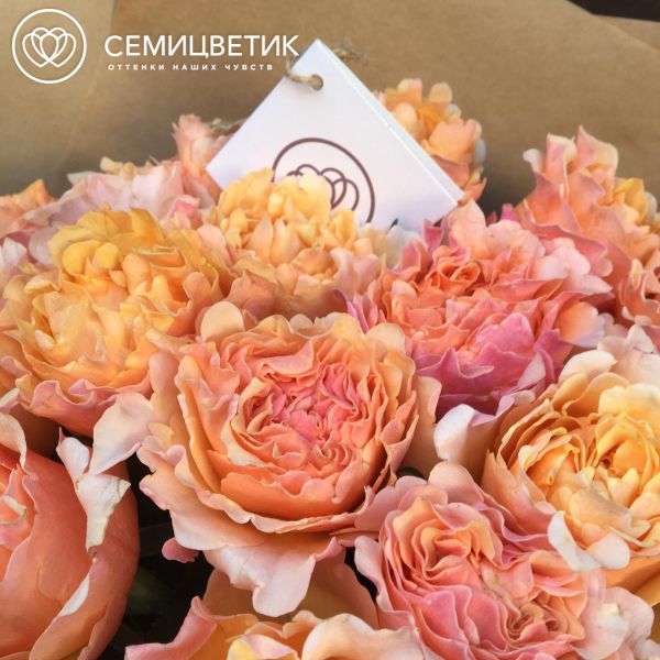 Букет из 25 персиковых пионовидных роз Mayra's Peach 40 см