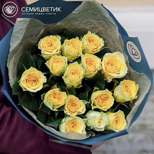 15 желтых роз (Россия) 70 см