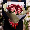 25 красных и розовых роз (Кения) 40 см Premium