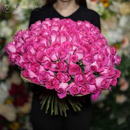 Букет из 101 розовой розы Topaz 50 см (Эквадор)