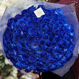 Букет из 101 синей розы 60 см (Эквадор)
