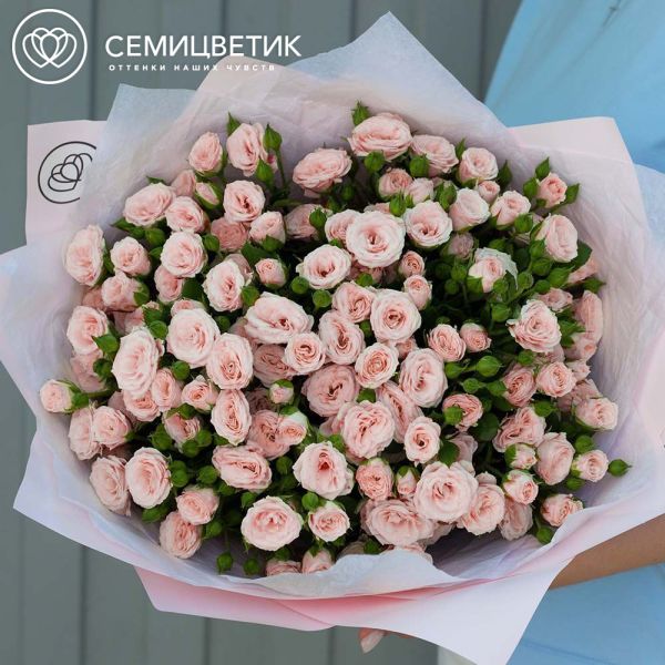 Букет из 21 нежно-розовой кустовой розы 40 см (Кения)
