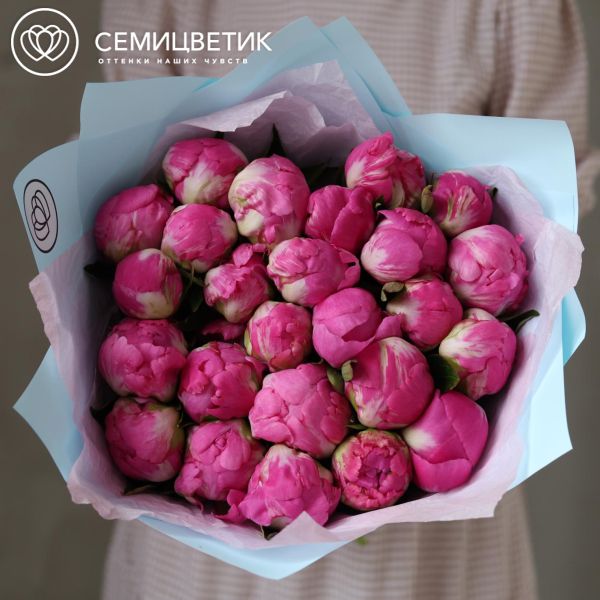 Букет из 25 ярко-розовых пионов Flemming Premium