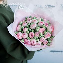 Букет из 25 нежно-розовых пионовидных роз Bridal Piano 40 см
