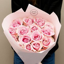 Букет из 15 розовых роз 70 см (Россия)