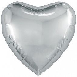 Шар металлик Сердце серебро с гелием