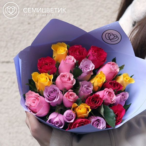 Букет из 25 роз 35 см микс (Кения)