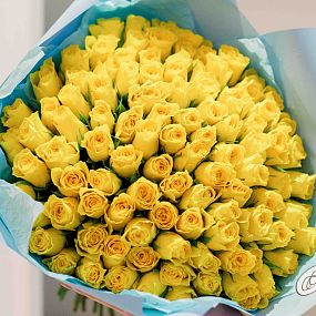 Букет из 101 желтой розы 40 см (Кения)