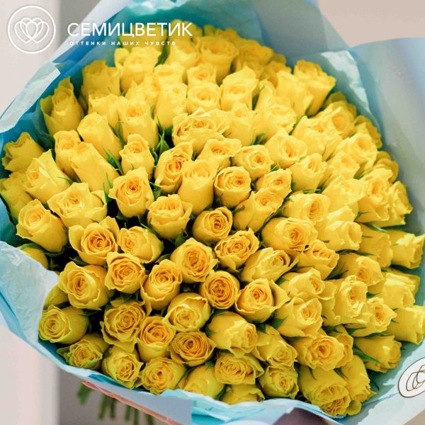 Букет из 101 желтой розы 40 см (Кения)
