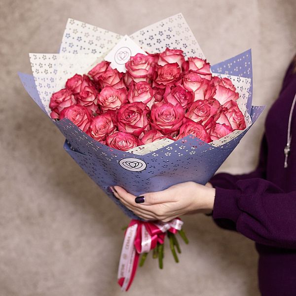 25 роз биколор (Кения) 40 см Premium