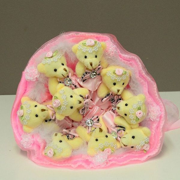Букет из игрушек медв. 9 шт., розовый