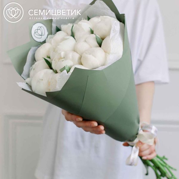 Букет из 15 белых пионов Premium