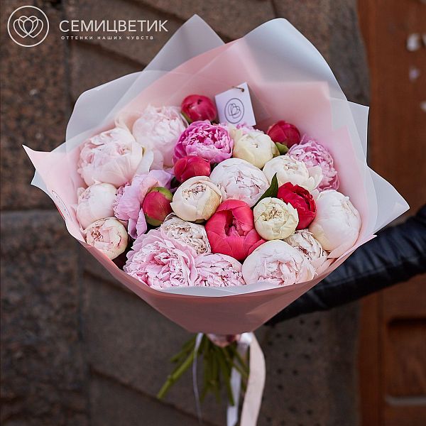 Букет из 25 пионов микс Premium