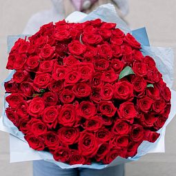 Букет из 101 красной розы 35-40 см (Россия)