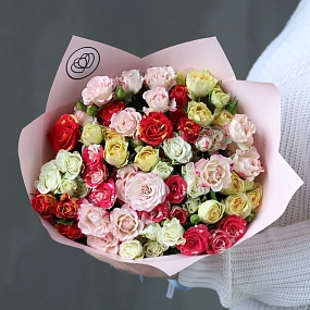 Букет из 15 кустовых роз 40 см микс (Кения) 