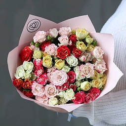 Букет из 15 кустовых роз 40 см микс (Кения) 