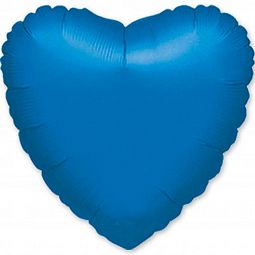 Шар металлик Сердце синий с гелием