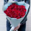 Букет из 15 красных с темной каймой роз (Россия) 80 см