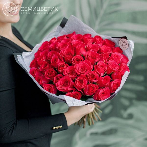 51 малиновая роза (Кения) 40 см Premium