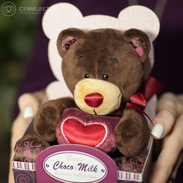 Мишка мальчик Choco с сердцем 15 см
