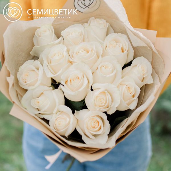 Букет из 15 белых роз Vendela 60 см (Эквадор)