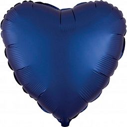 Шар сатин Сердце синий с гелием
