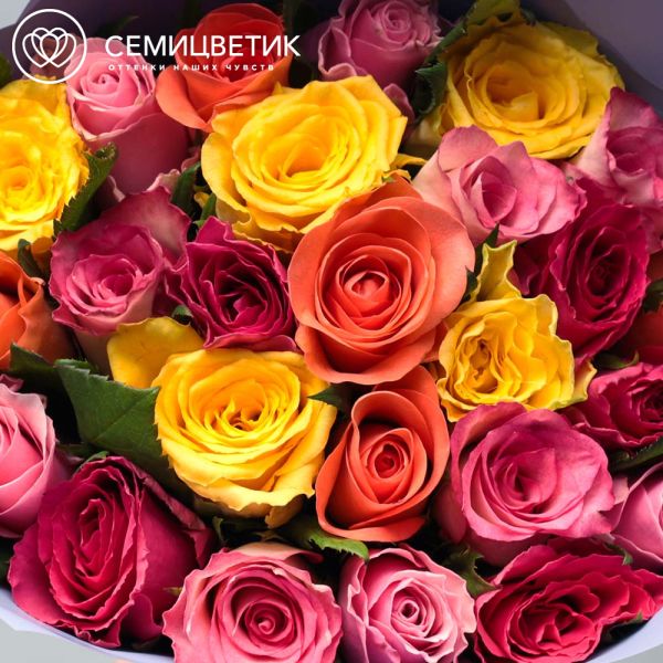 Букет из 25 роз 35-40 см микс (Кения)