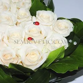 Композиция сердце из 25 белых роз (Эквадор) Vendela