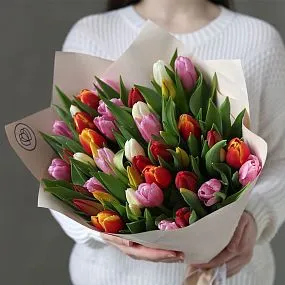 Букет из 51 тюльпана микс 40 см
