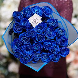 Букет из 25 синих роз 60 см (Эквадор)