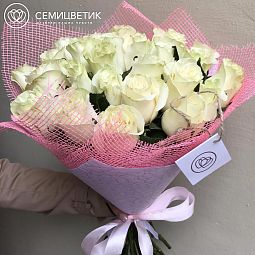 Букет из 25 белых роз Mondial 50 см (Эквадор)