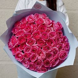 Букет из 51 розовой розы 60 см (Россия)