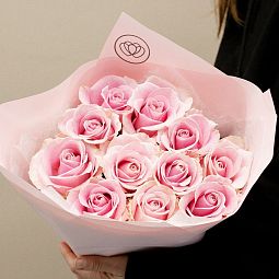 Букет из 11 розовых роз 70 см (Россия)
