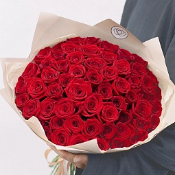 Букет из 51 красной розы 50 см (Россия)