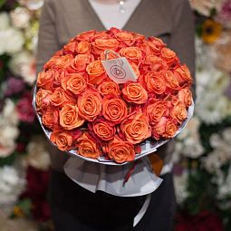 Букет из 51 оранжевой розы Orange Crush 50 см (Эквадор)