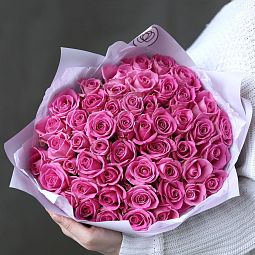 Букет на свадьбу от родителей из 51 розовой розы 40 см (Кения)