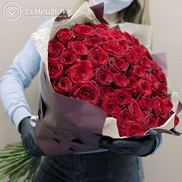 Букет из 51 красная роза 70 см (Россия)