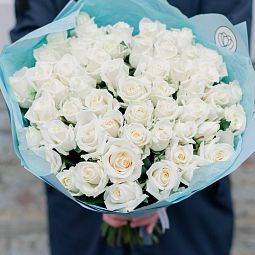 Букет из 51 белой розы 35-40 см (Россия)